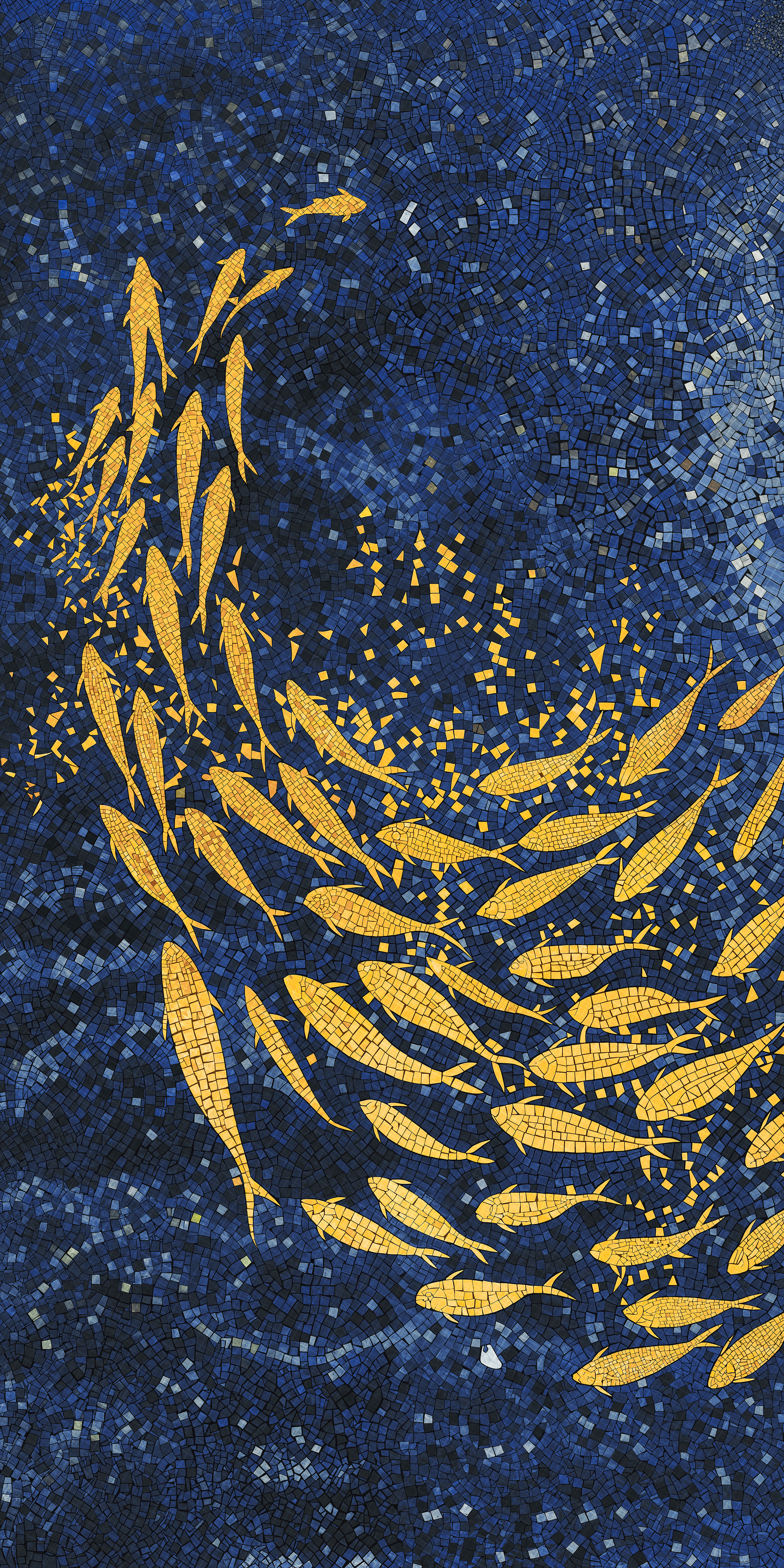 Декоративное панно MDetails Swirling Fish (набор из 4шт. 60x120) 120x240