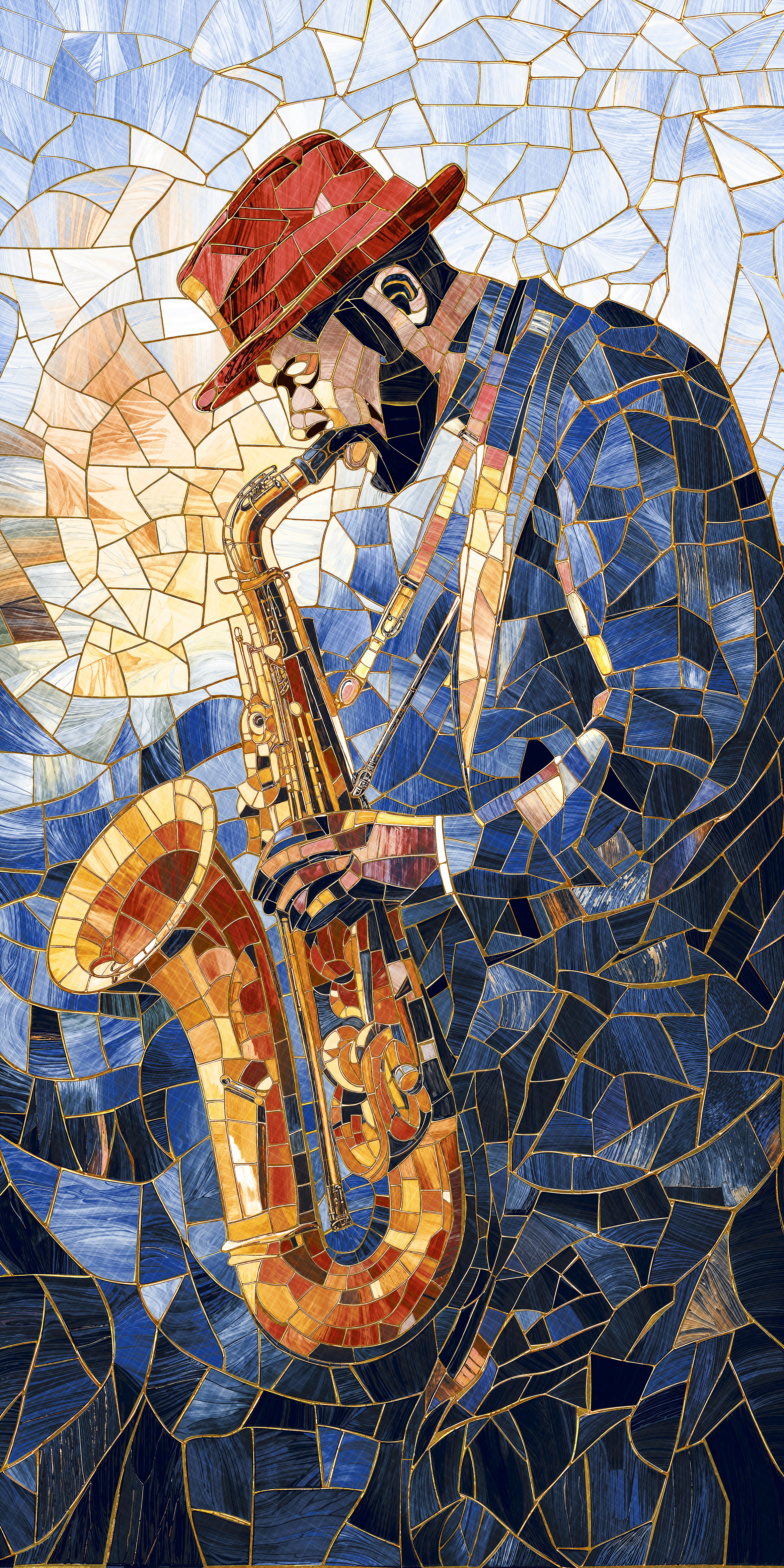 Декоративное панно MDetails Trumpet Man (набор из 4шт. 60x120) 120x240